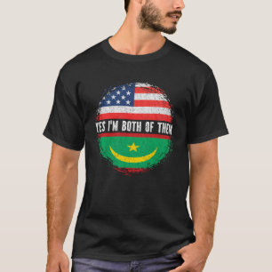 Half American Half Mauritanian USA Flag Mauritania T-Shirt