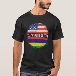Half American Half Mauritian USA Flag Mauritius T-Shirt