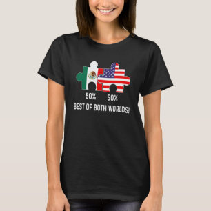 Half American Half Mexican Flag Combined Map Mexic T-Shirt
