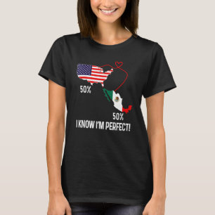 Half American Half Mexican Flag Combined Map Mexic T-Shirt