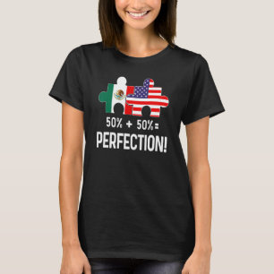 Half American Half Mexican Flag Combined Map Mexic T-Shirt