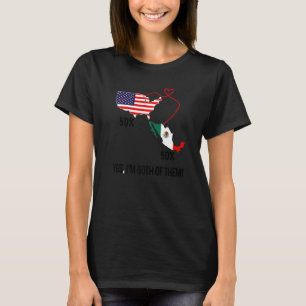 Half American Half Mexican Flag Combined Map Mexic T-Shirt