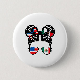 Half American Half Mexican Girl Usa Mexico Flag Pa 6 Cm Round Badge