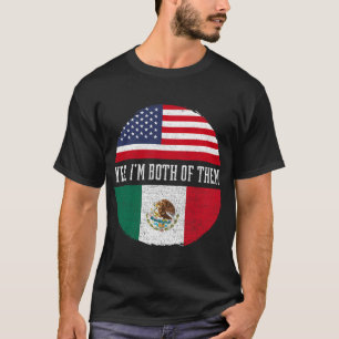 Half American Half Mexican USA Flag Mexico Heritag T-Shirt