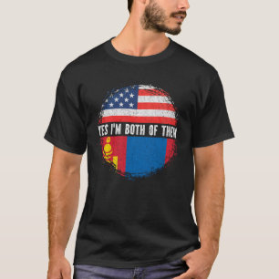 Half American Half Mongolian USA Flag Mongolia  T-Shirt
