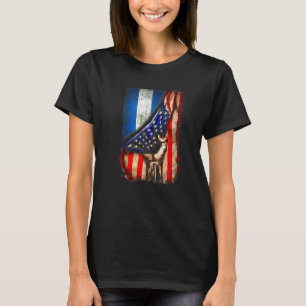 Half American Half Nicaragua Flag Hand Nicaraguan  T-Shirt