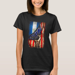 Half American Half Nicaragua Flag Hand Nicaraguan  T-Shirt