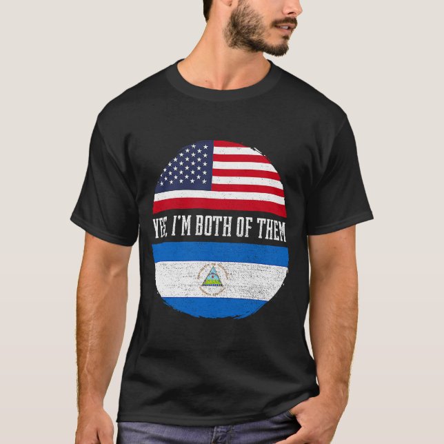 Half American Half Nicaraguan USA Flag Nicaragua H T-Shirt (Front)