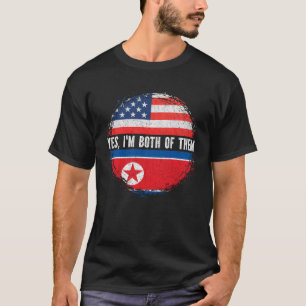 Half American Half North Korean USA Flag  T-Shirt