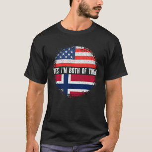 Half American Half Norwegian USA Flag Norway  T-Shirt