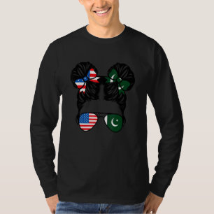 Half American Half Pakistani Girl USA Pakistan Fla T-Shirt