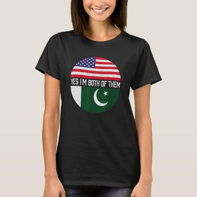 Half American Half Pakistani Usa Flag Family Herit T-Shirt (Front)
