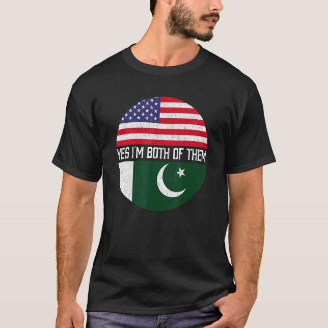 Half American Half Pakistani Usa Flag Family Herit T-Shirt (Front)