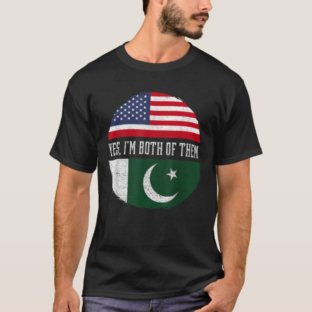 Half American Half Pakistani USA Flag Pakistan Her T-Shirt (Front)