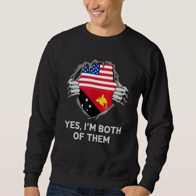 Half American Half Papua New Guinean USA Papua New Sweatshirt (Front)