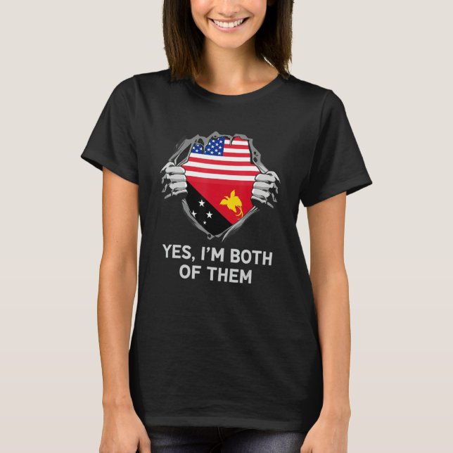 Half American Half Papua New Guinean USA Papua New T-Shirt (Front)