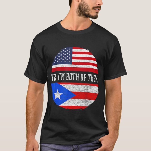 Half American Half Puerto Rican USA Flag Puerto Ri T-Shirt (Front)