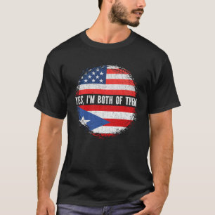 Half American Half Puerto Rican USA Flag  T-Shirt