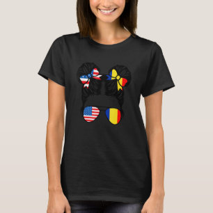 Half American Half Romanian Girl USA Romania Flag T-Shirt