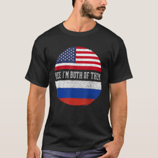 Half American Half Russian USA Flag Russia Heritag T-Shirt