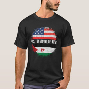 Half American Half Saharan USA Flag Western Sahara T-Shirt