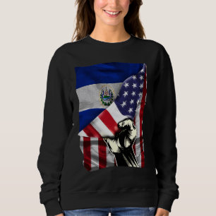 Half American Half Salvadoran ROOTS USA Flag El Sa Sweatshirt