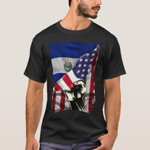 Half American Half Salvadoran ROOTS USA Flag El Sa T-Shirt
