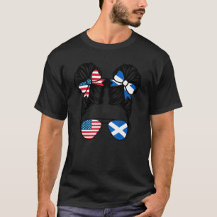 Half American Half Scottish Girl USA Scotland Flag T-Shirt