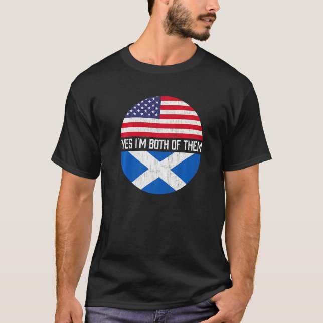 Half American Half Scottish Usa Flag Family Herita T-Shirt (Front)