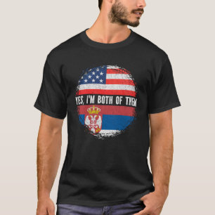 Half American Half Serbian USA Flag Serbia  T-Shirt