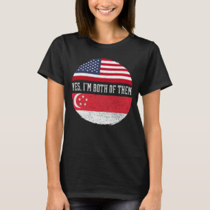 Half American Half Singaporean USA Flag Singapore T-Shirt