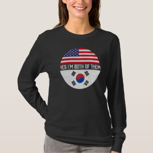 Half American Half South Korean Usa Flag Family He T-Shirt