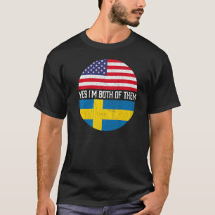 Half American Half Swedish Usa Flag Family Heritag T-Shirt