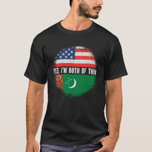 Half American Half Turkmen USA Flag Turkmenistan T-Shirt