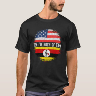 Half American Half ugandan USA Flag Uganda  T-Shirt