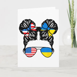 Half American Half Ukrainian Girl Usa Ukraine Flag Card