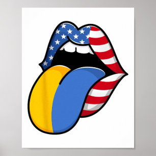 Half American Half Ukrainian Usa Flag Born In Ukra Poster