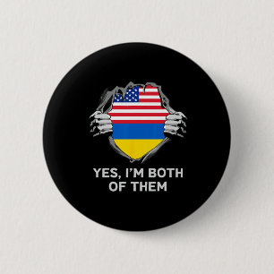 Half American Half Ukrainian Usa Ukraine Flag Mens 6 Cm Round Badge