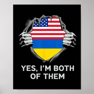 Half American Half Ukrainian Usa Ukraine Flag Mens Poster