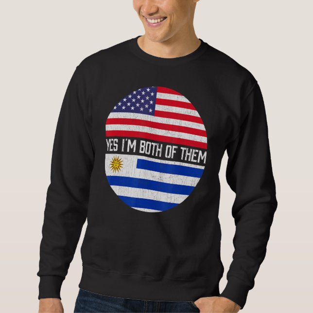 Half American Half Uruguayan Usa Flag Family Herit Sweatshirt (Front)