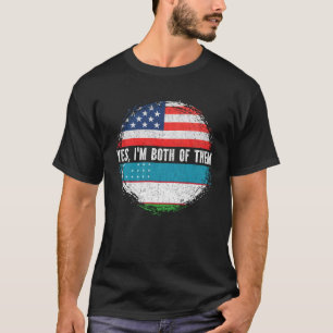 Half American Half Uzbek USA Flag Uzbekistan  T-Shirt