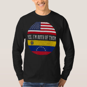 Half American Half Venezuelan USA Flag Venezuela H T-Shirt