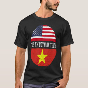 Half American Half Vietnamese USA Flag Vietnam Her T-Shirt