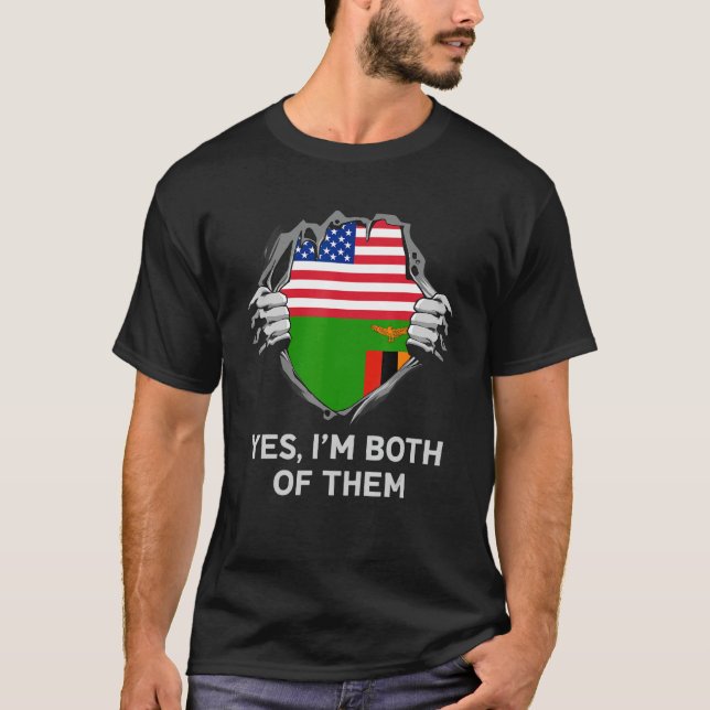 Half American Half Zambian USA Zambia Flag Mens Wo T-Shirt (Front)