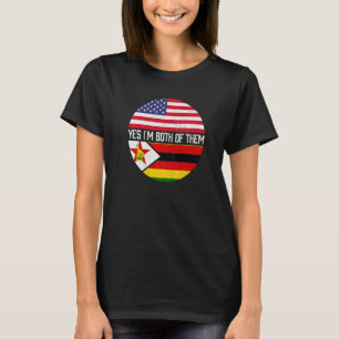 Half American Half Zimbabwean Usa Flag Family Heri T-Shirt