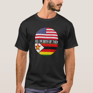 Half American Half Zimbabwean Usa Flag Family Heri T-Shirt