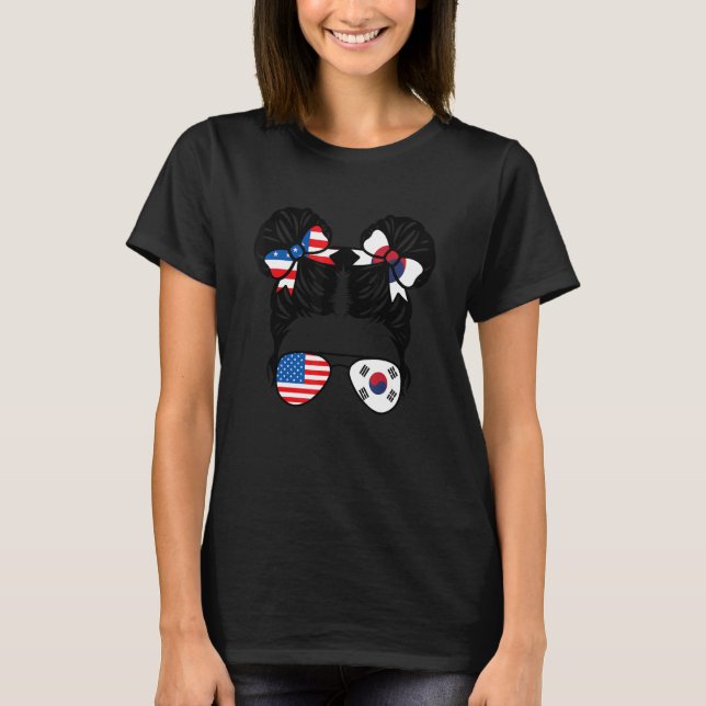 Half American South Korean Girl USA South Korea Fl T-Shirt (Front)
