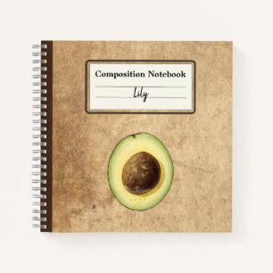 Half an Avocado Illustration Personalised Comp Notebook