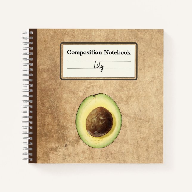 Half an Avocado Illustration Personalised Comp Notebook (Front)