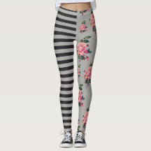 Half and Half Stripe and Rose Floral